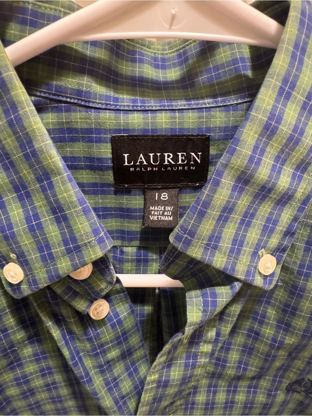 Ralph Lauren Blue and Green Plaid Button-Down Shirt for Boys